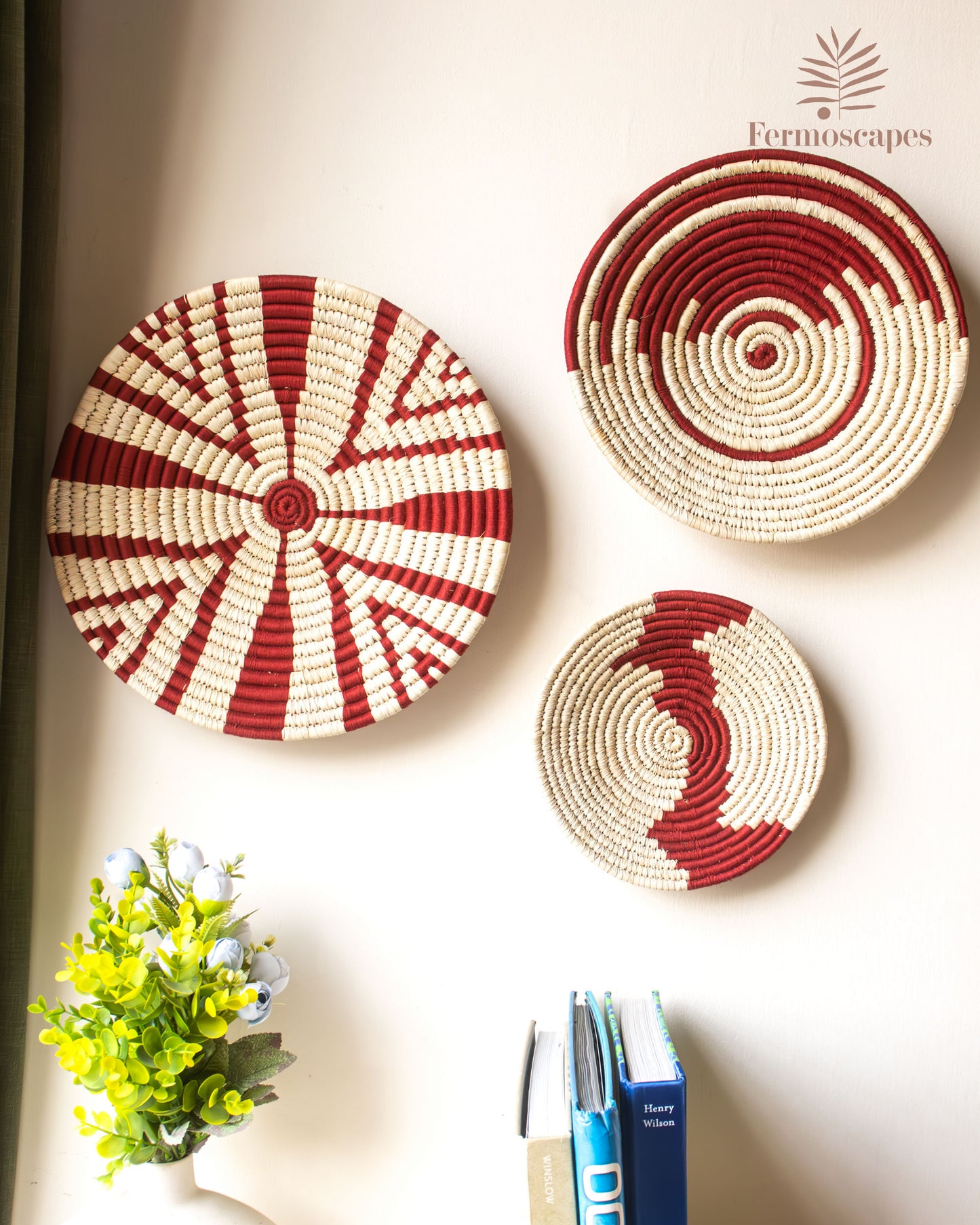 "Jungle Jive" Red wall baskets Set of 3