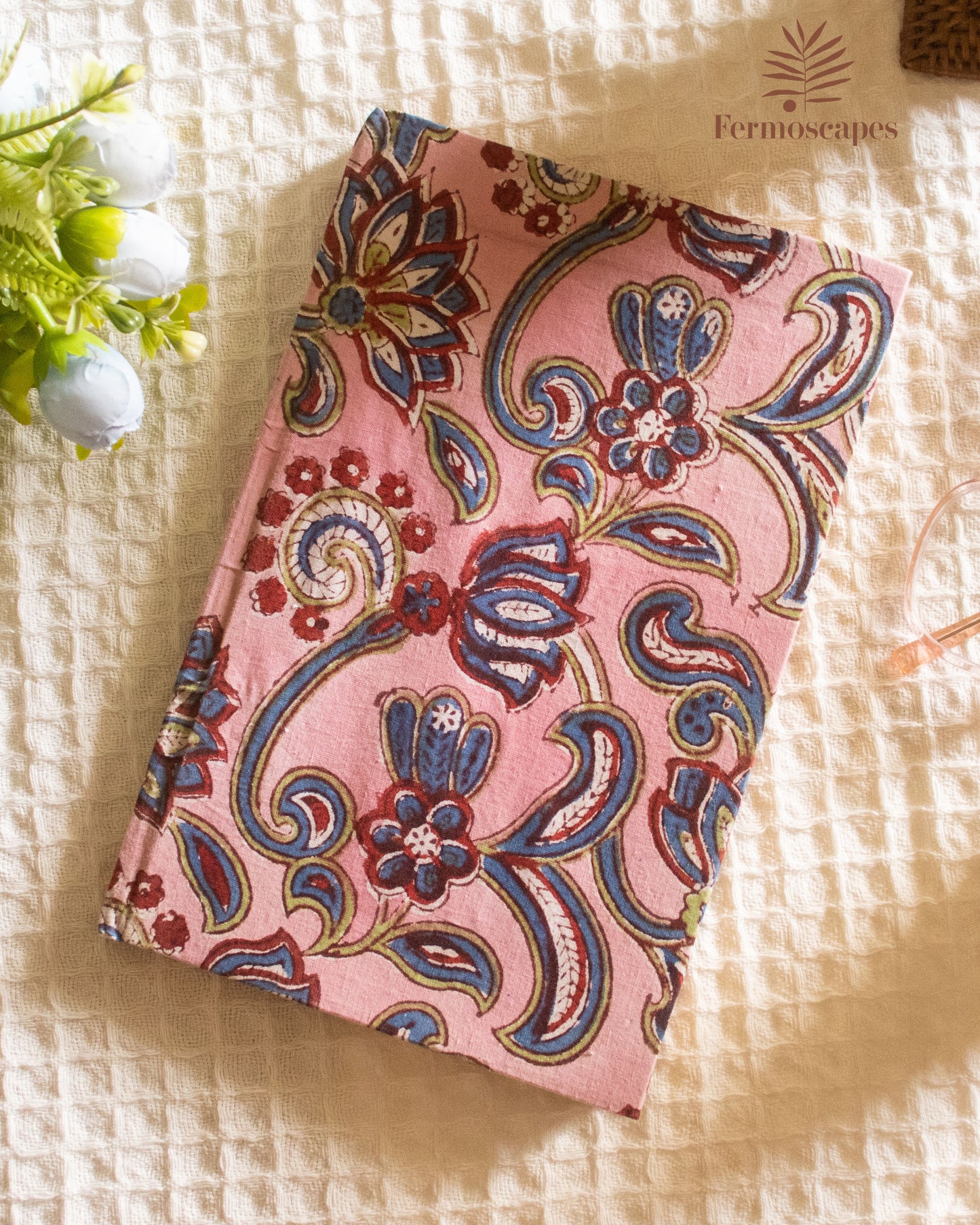 Handmade block printed diary- Pink Floral