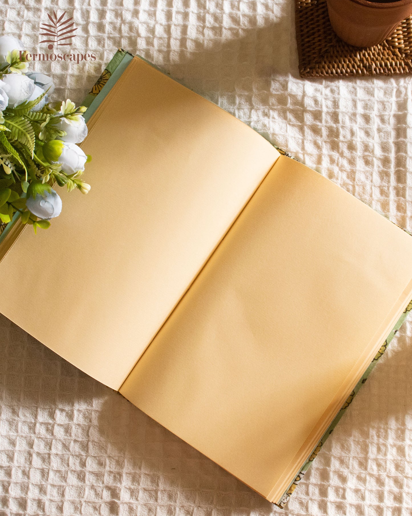 Handmade block printed diary- Green Floral