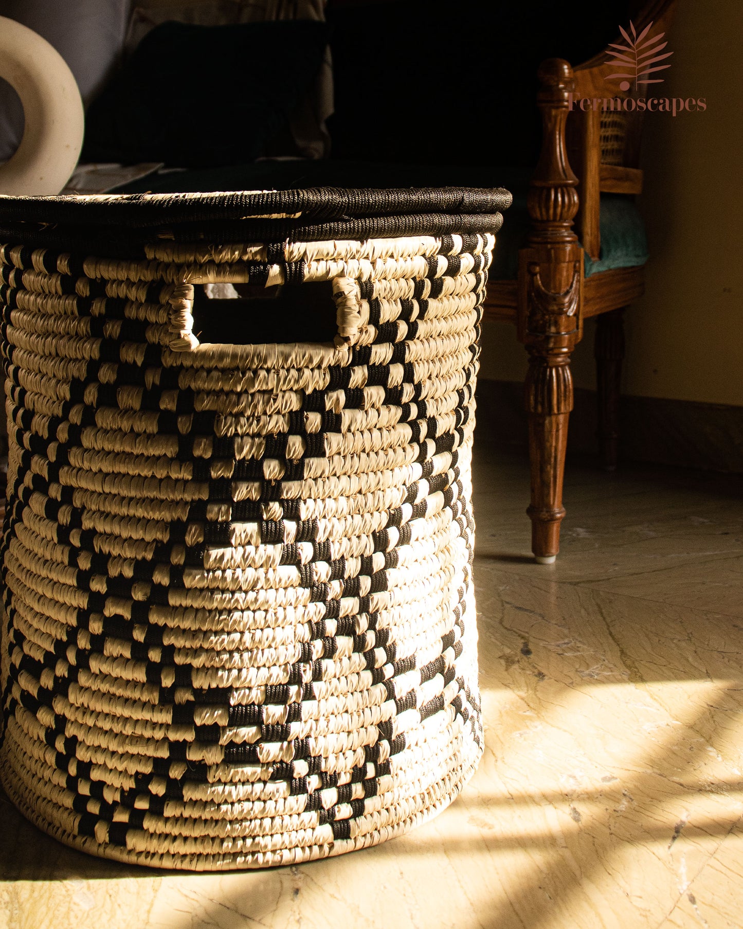 Mira Hand-woven Laundry Bag with Lid