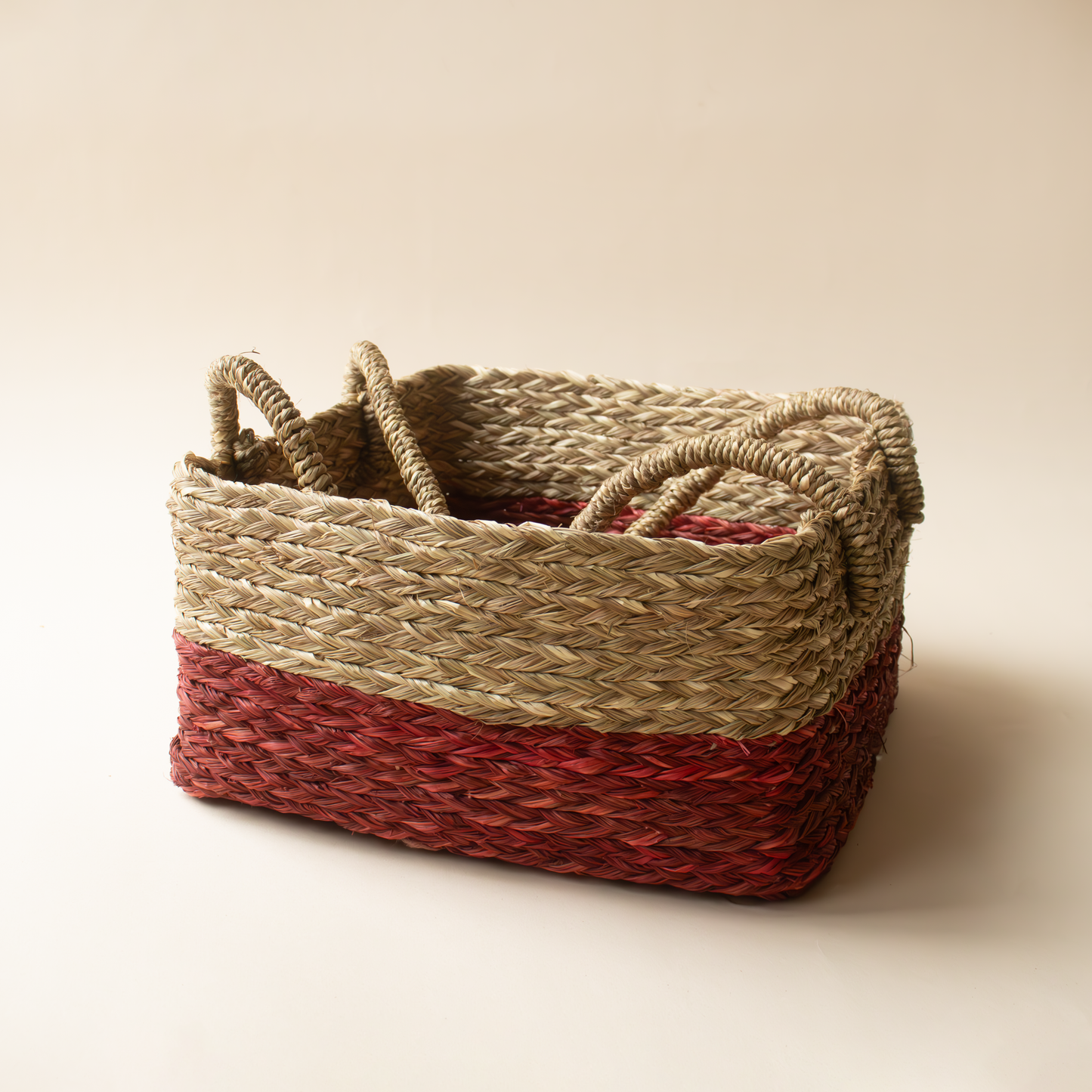 Dual color square hamper basket