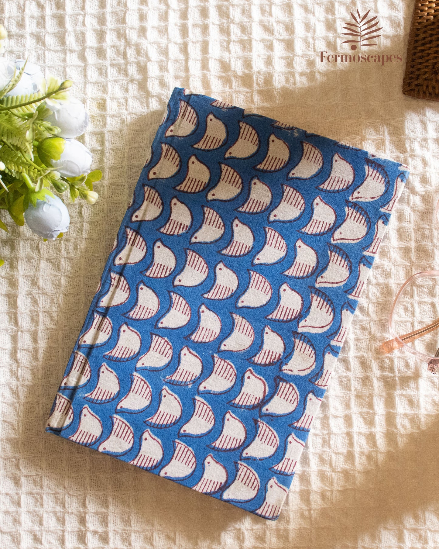 Handmade block printed diary- Blue printed