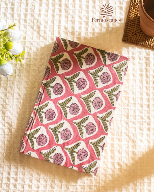 Handmade block printed diary- Pink printed