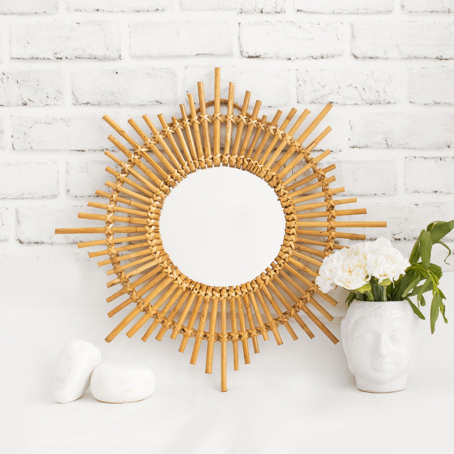 "Bring that sunshine"- Cane wall mirror