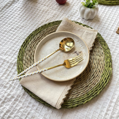 Natural dual color round Placemats- Set of 2