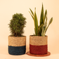 Dual color Sabai grass planter- Natural & Royal Blue